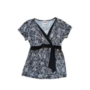 Y2K JW San Francisco Babydoll Top Womens S Black-White Floral Fairygrunge Goth